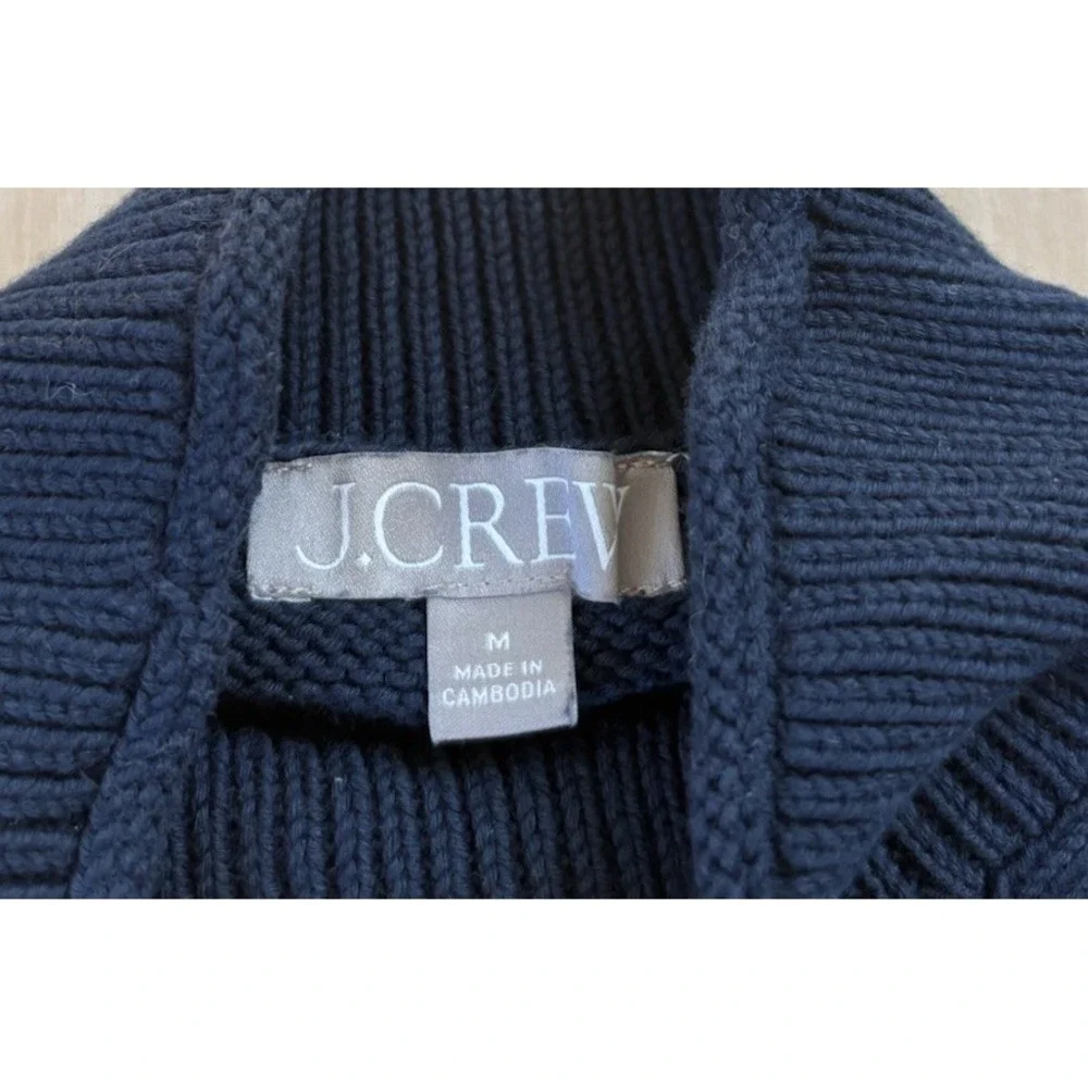 J. Crew Heritage Cotton Rollneck Sweater in Stripe Navy Blue Nautical Size M